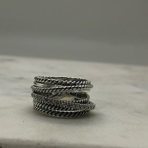 Sterling Silver Diamond Crossover Cable Wide size8